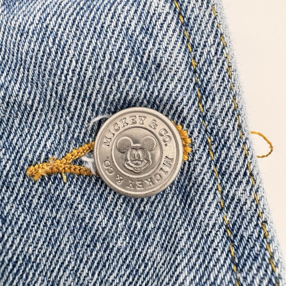 Vintage Disney Denim Jean Overall Bib Short Classic Mickey Mouse Embroidered 5 - Picture 5 of 12